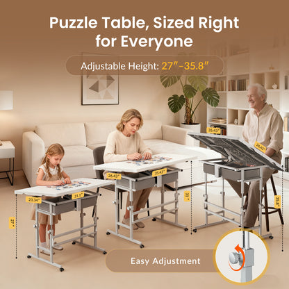 ALL4JIG Light-Weight Adjustable Tilting Plastic Jigsaw Puzzle Table