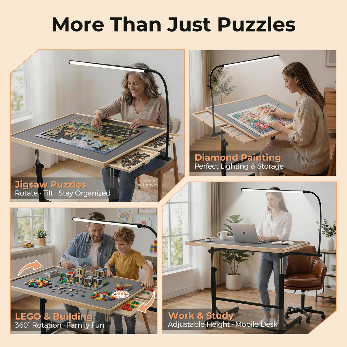 ALL4JIG Rotating Puzzle Table with LED Light