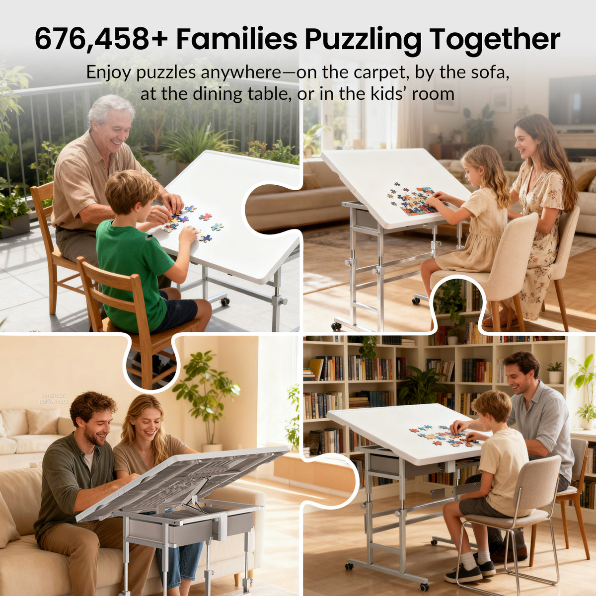 ALL4JIG Light-Weight Adjustable Tilting Plastic Jigsaw Puzzle Table