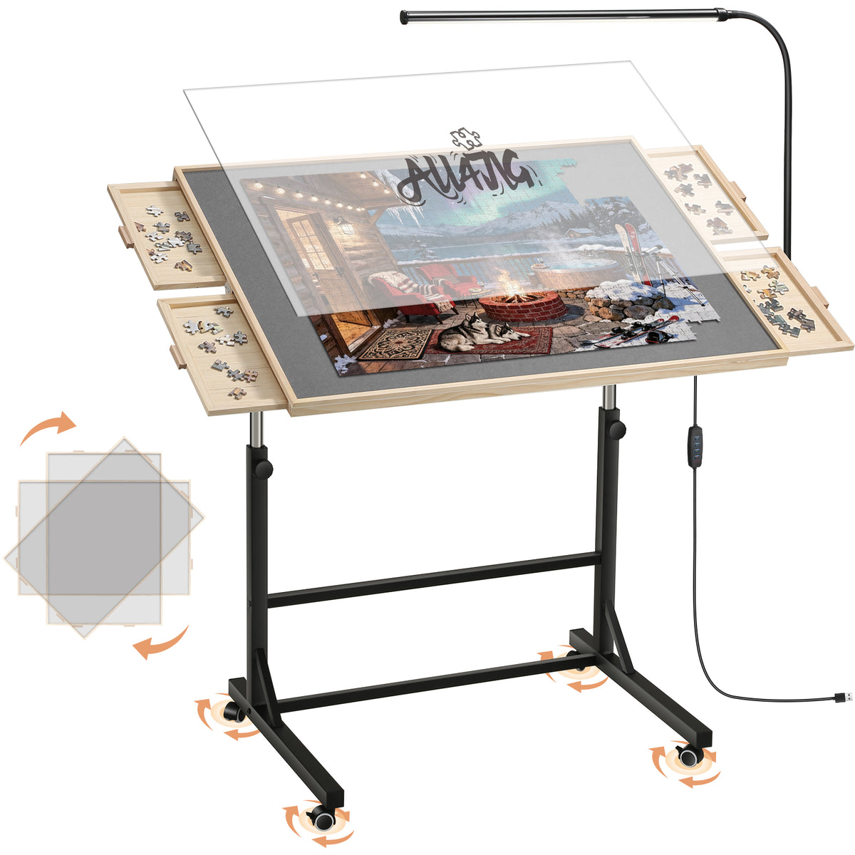 ALL4JIG Rotating Puzzle Table with LED Light