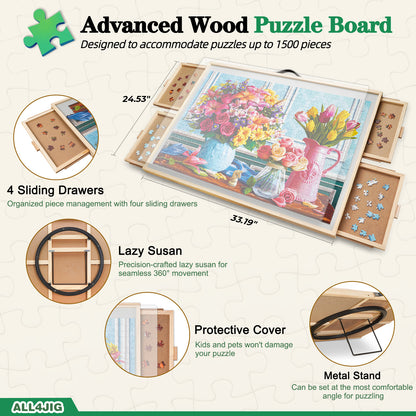 ALL4JIG 2-in-1 Rotating Tilted Jigsaw Puzzle Board