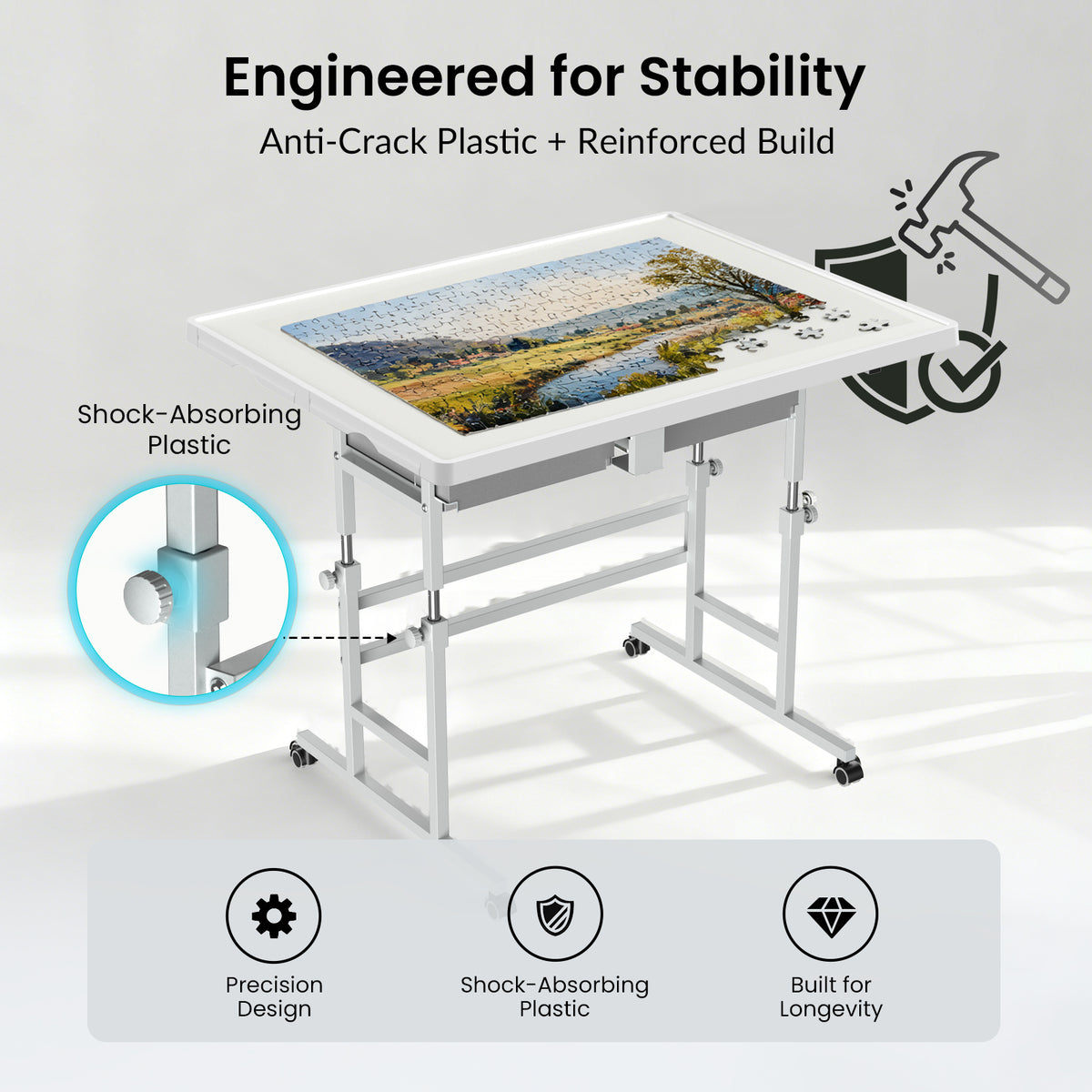 ALL4JIG Light-Weight Adjustable Tilting Plastic Jigsaw Puzzle Table